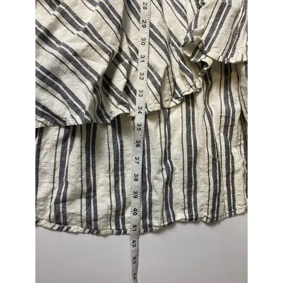 Maeve White/Gray Striped Linen Blend Sleeveless Hi Lo Dress Women's Size Small - Picture 5 of 6